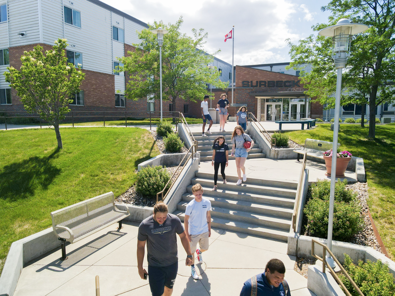 Students walking on campus.